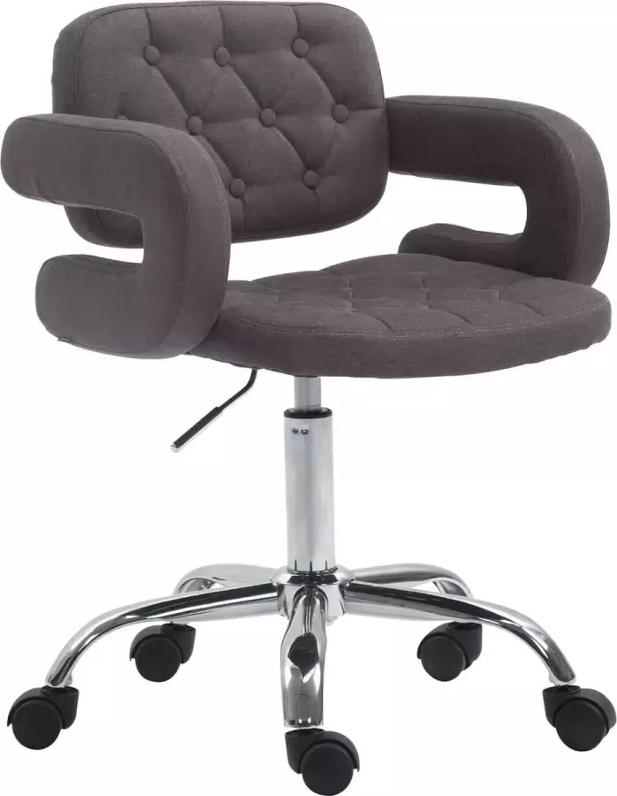 Luxe Comfort Bureaustoel Barkruk Chesterfield In hoogte verstelbaar Polyester Donkergrijs 62x55x90 cm