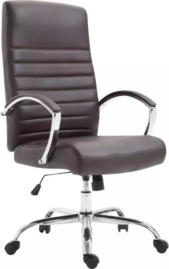 Luxe Comfort Bureaustoel Directiestoel Modern Gewatteerd Kunstleer Bruin