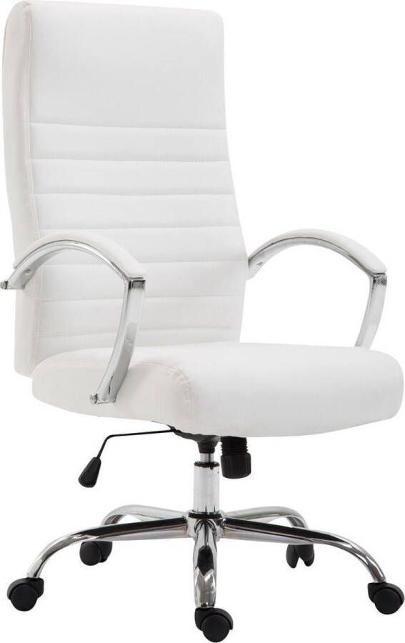 Luxe Comfort Bureaustoel Directiestoel Modern Gewatteerd Kunstleer Wit
