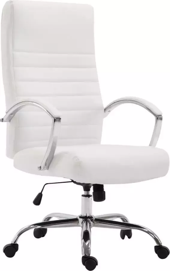 Luxe Comfort Bureaustoel Directiestoel Modern Gewatteerd Kunstleer Wit