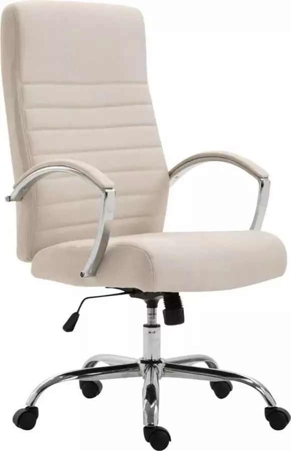 Luxe Comfort Bureaustoel Directiestoel Modern Gewatteerd Stof Crème 60x68x118 cm