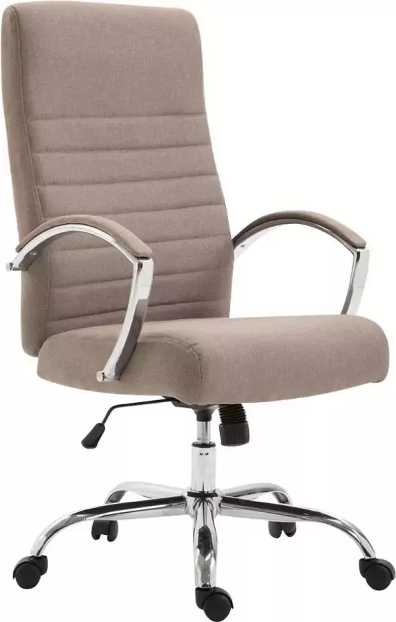 Luxe Comfort Bureaustoel Directiestoel Modern Gewatteerd Stof Taupe 60x68x118 cm