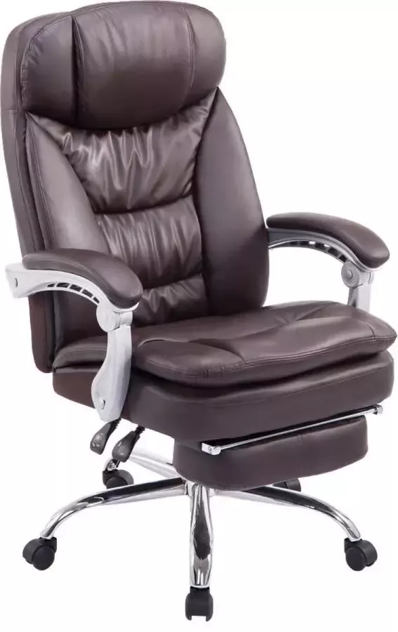 Luxe Comfort Bureaustoel Directiestoel Voetensteun Verstelbaar Gewatteerd Kunstleer Bruin 67x53x122 cm