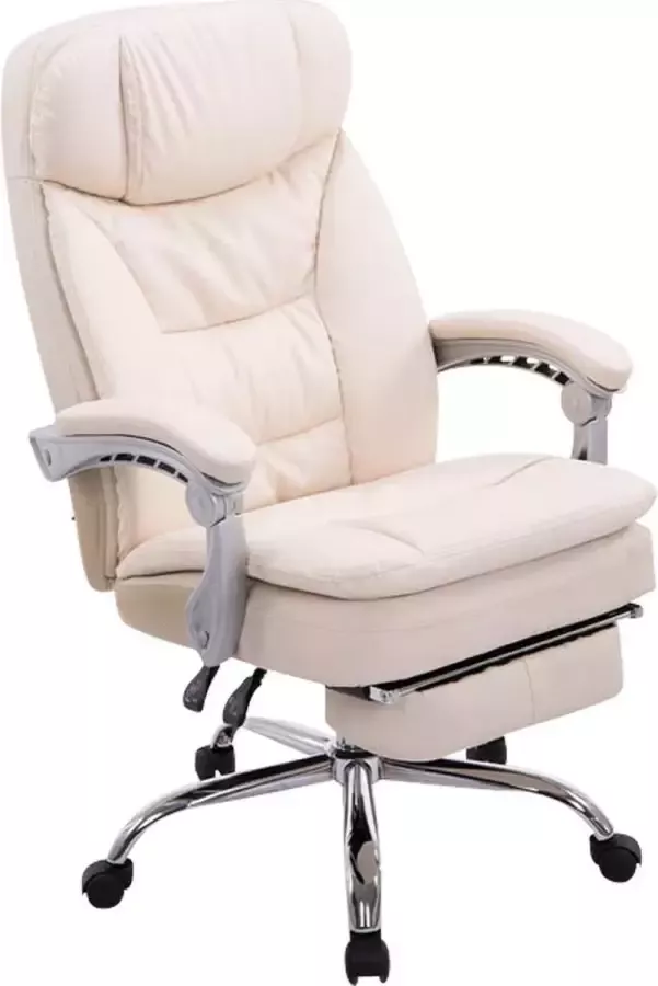 Luxe Comfort Bureaustoel Directiestoel Voetensteun Verstelbaar Gewatteerd Kunstleer Crème 67x53x122 cm