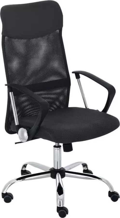 Luxe Comfort Bureaustoel Ergonomische bureaustoel In hoogte verstelbaar Armleuning Gaas Zwart 60x63x118 cm