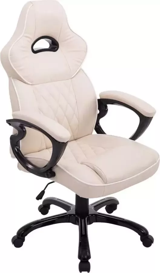 Luxe Comfort Bureaustoel Game stoel Design Armleuning Kunstleer Crème 66x72x124 cm