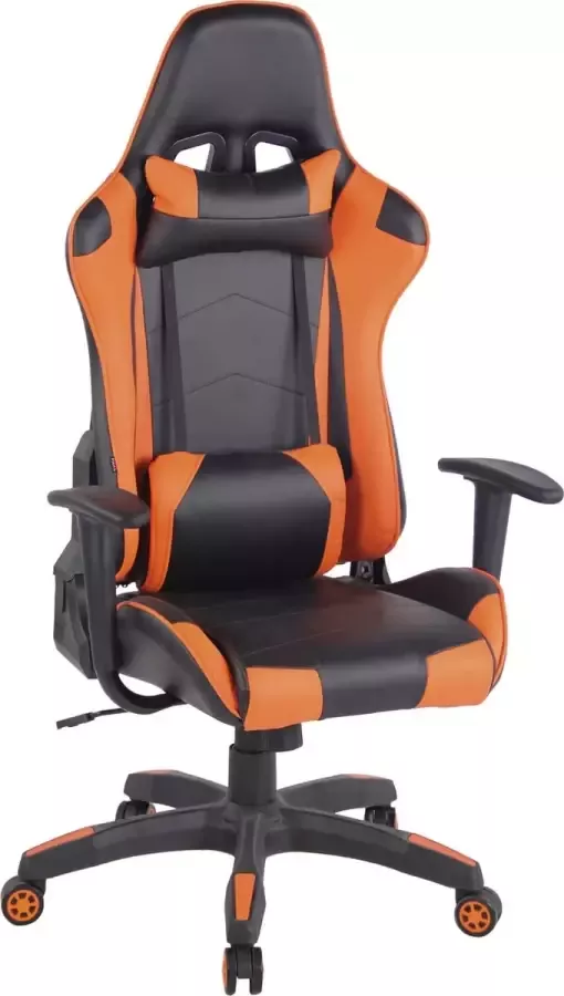 Luxe Comfort Bureaustoel Game stoel In hoogte verstelbaar Kunstleer Oranje zwart 65x47x138 cm