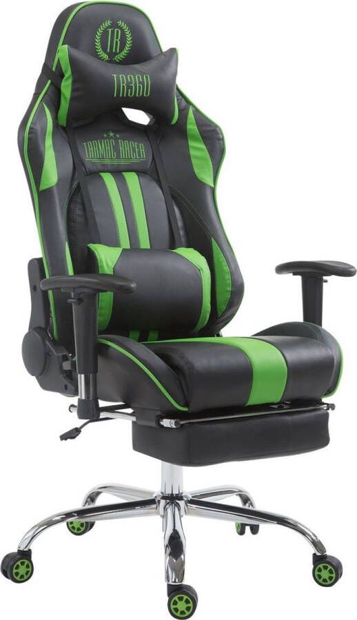 Luxe Comfort Bureaustoel Game stoel Voetensteun In hoogte verstelbaar Kunstleer Groen zwart 70x135x135 cm