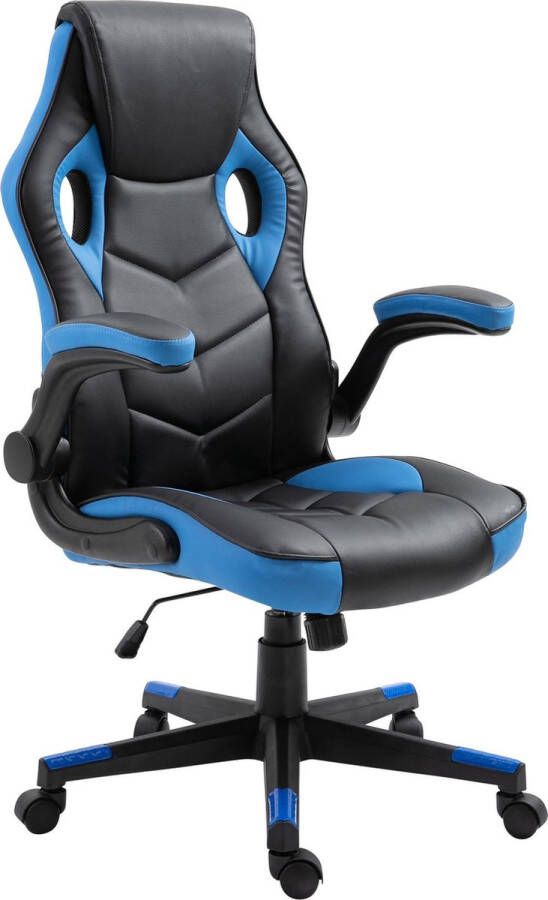 Luxe Comfort Bureaustoel Gamestoel Design In hoogte verstelbaar Kunstleer Blauw zwart 71x65x123 cm