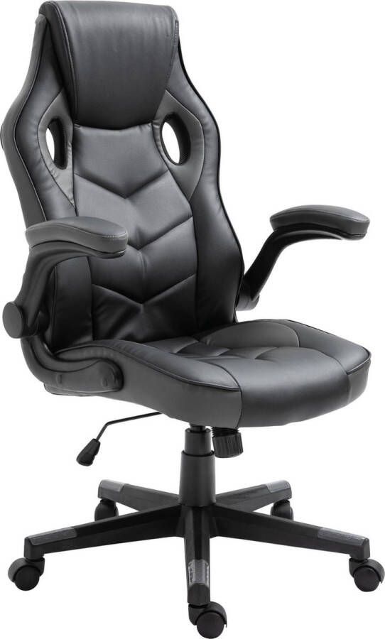 Luxe Comfort Bureaustoel Gamestoel Design In hoogte verstelbaar Kunstleer Grijs zwart 71x65x123 cm