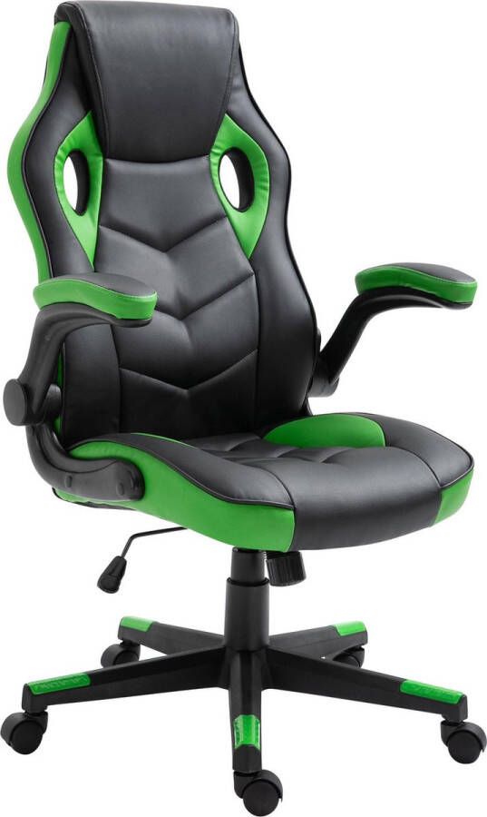 Luxe Comfort Bureaustoel Gamestoel Design In hoogte verstelbaar Kunstleer Groen zwart 71x65x123 cm