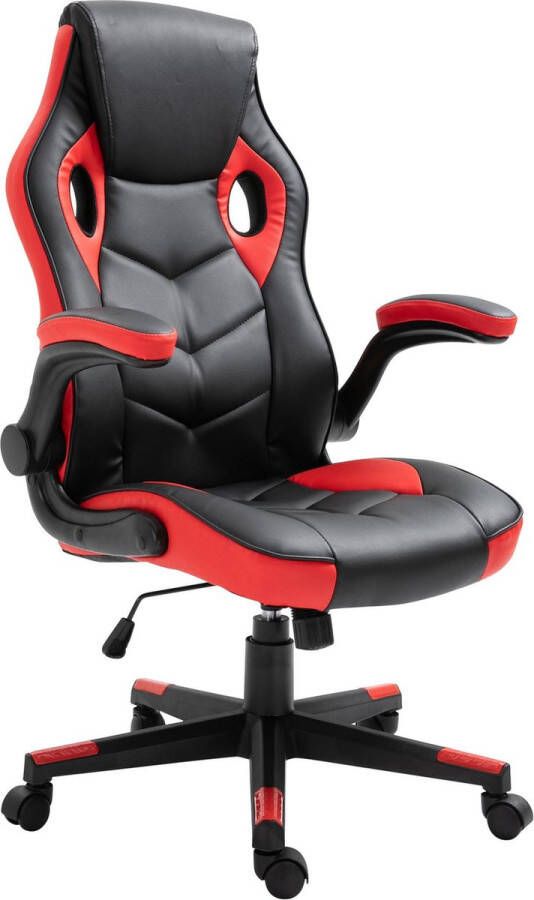 Luxe Comfort Bureaustoel Gamestoel Design In hoogte verstelbaar Kunstleer Rood zwart 71x65x123 cm