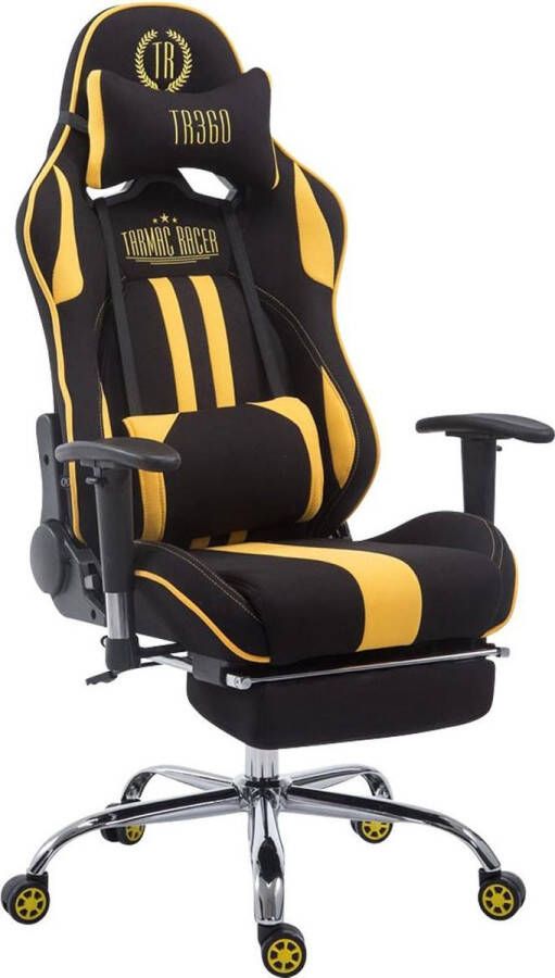 Luxe Comfort Bureaustoel Gamestoel Hoofdkussen Voetensteun Kunstleer Geel zwart 67x132 cm