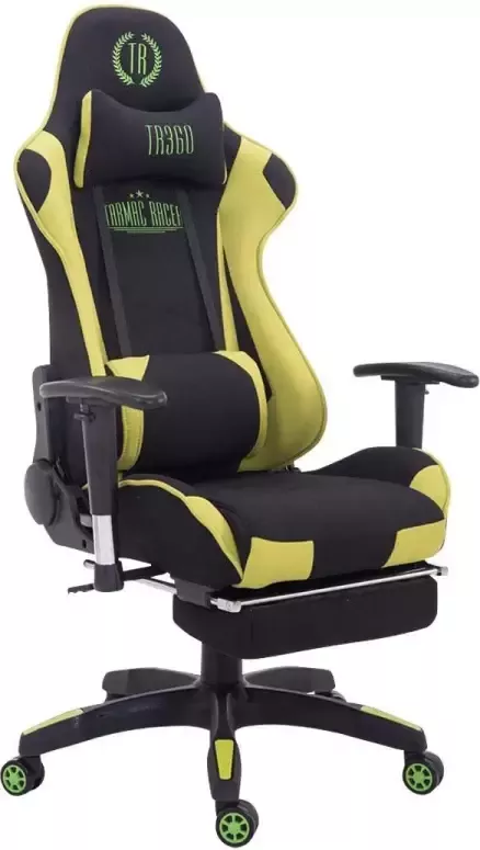 Luxe Comfort Bureaustoel Gamestoel Hoofdkussen Voetensteun Kunstleer Groen zwart 67x132 cm