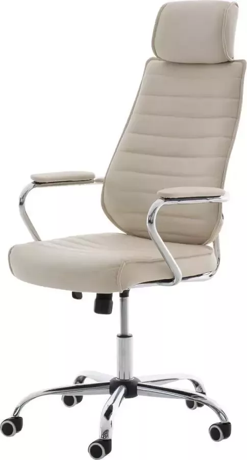 Luxe Comfort Bureaustoel Kantoorstoel Design Hoge rugleuning Kunstleer Crème 60x67x128 cm