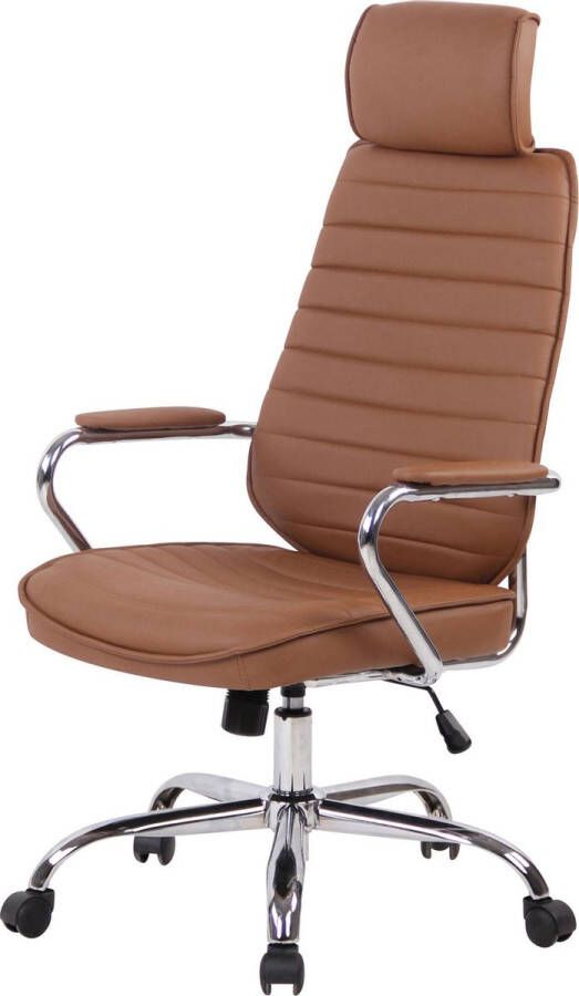 Luxe Comfort Bureaustoel Kantoorstoel Design Hoge rugleuning Kunstleer Lichtbruin 60x67x128 cm