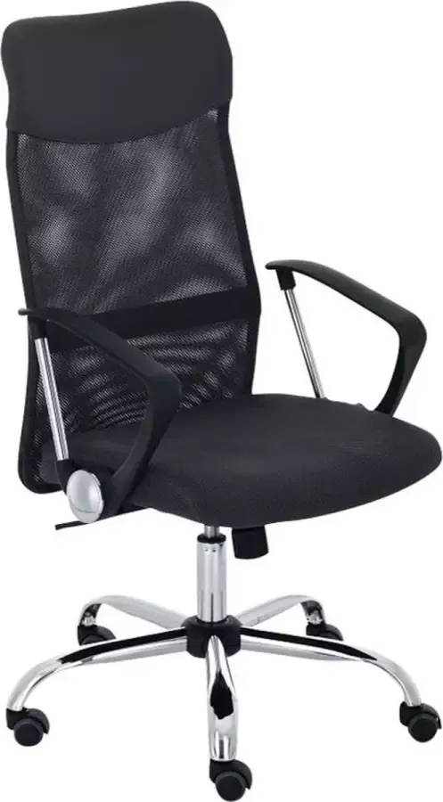 Luxe Comfort Bureaustoel Kantoorstoel Design In hoogte verstelbaar Hoge rugleuning Mesh Zwart 60x53x118 cm