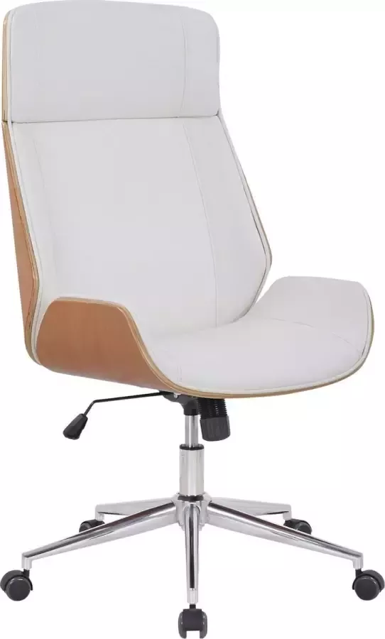Luxe Comfort Bureaustoel Kantoorstoel Design In hoogte verstelbaar Hout Wit naturel 66x58x118 cm
