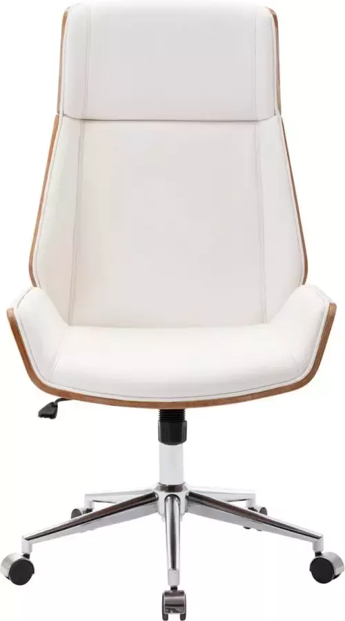 Luxe Comfort Bureaustoel Kantoorstoel Design In hoogte verstelbaar Hout Wit walnoot 60x63x121 cm - Foto 1