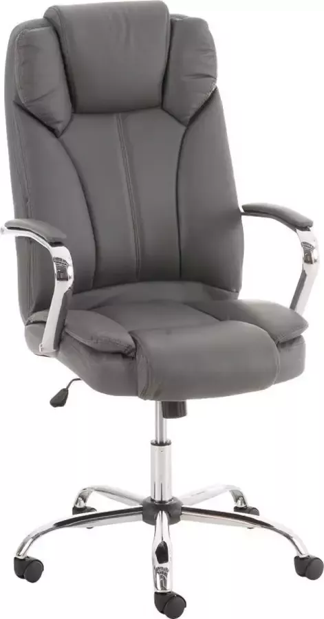 Luxe Comfort Bureaustoel Kantoorstoel Duurzaam Gewatteerd Kunstleer Grijs 62x70x125 cm