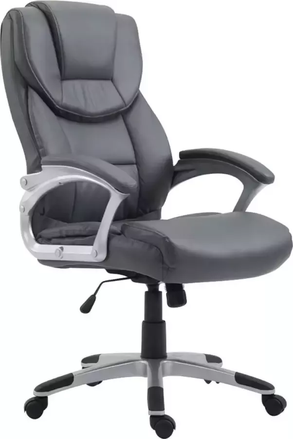 Luxe Comfort Bureaustoel Kantoorstoel Duurzaam Gewatteerd Kunstleer Grijs 67x74x122 cm