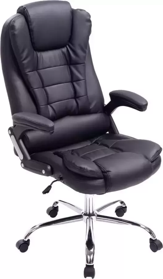 Luxe Comfort Bureaustoel Kantoorstoel Duurzaam Gewatteerd Kunstleer Zwart 70x78x123 cm