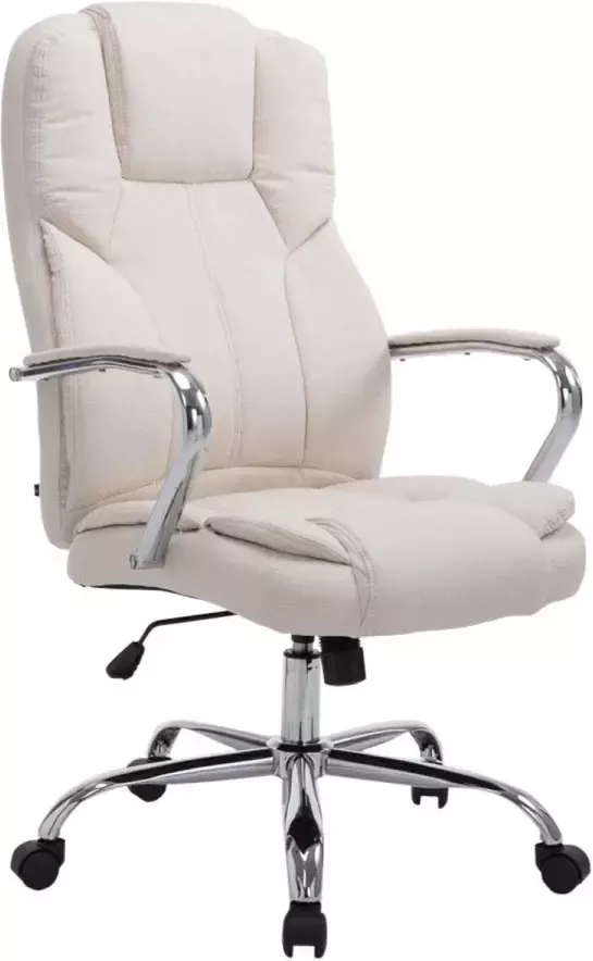 Luxe Comfort Bureaustoel Kantoorstoel Duurzaam Gewatteerd Stof Crème 62x70x125 cm