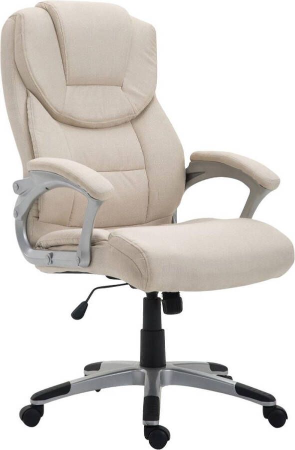 Luxe Comfort Bureaustoel Kantoorstoel Duurzaam Gewatteerd Stof Creme 67x74x122 cm