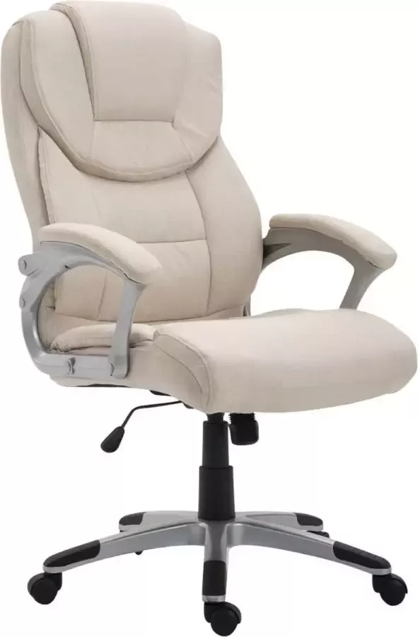 Luxe Comfort Bureaustoel Kantoorstoel Duurzaam Gewatteerd Stof Creme 67x74x122 cm