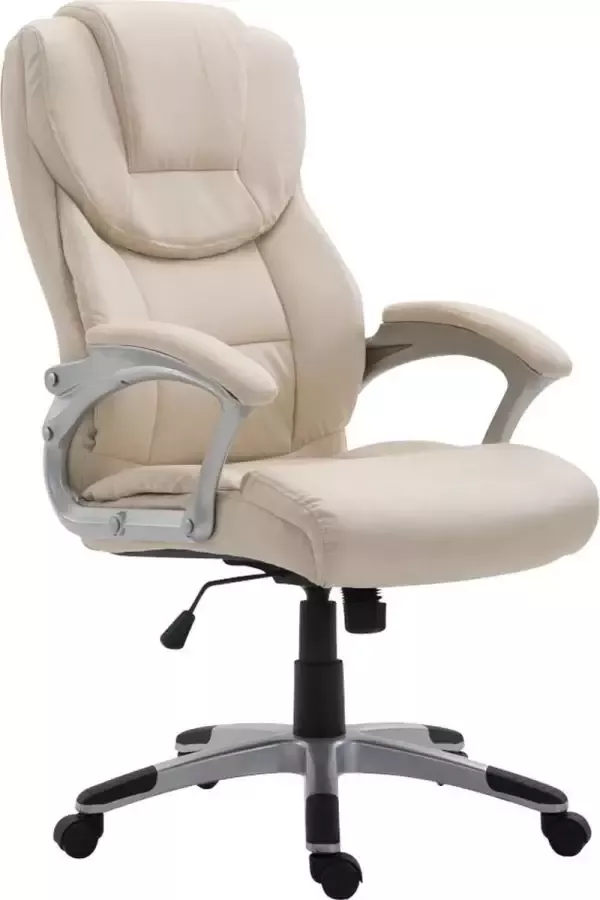 Luxe Comfort Bureaustoel Kantoorstoel Duurzaam Gewatteerd Stof Crème 67x74x122 cm
