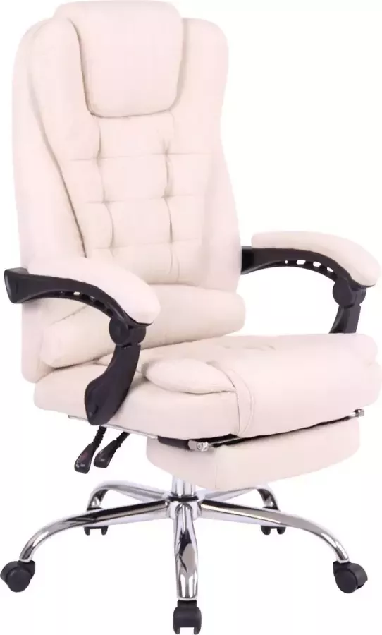 Luxe Comfort Bureaustoel Kantoorstoel XL Voetensteun Verstelbaar Kunstleer Beige 68x67x125 cm