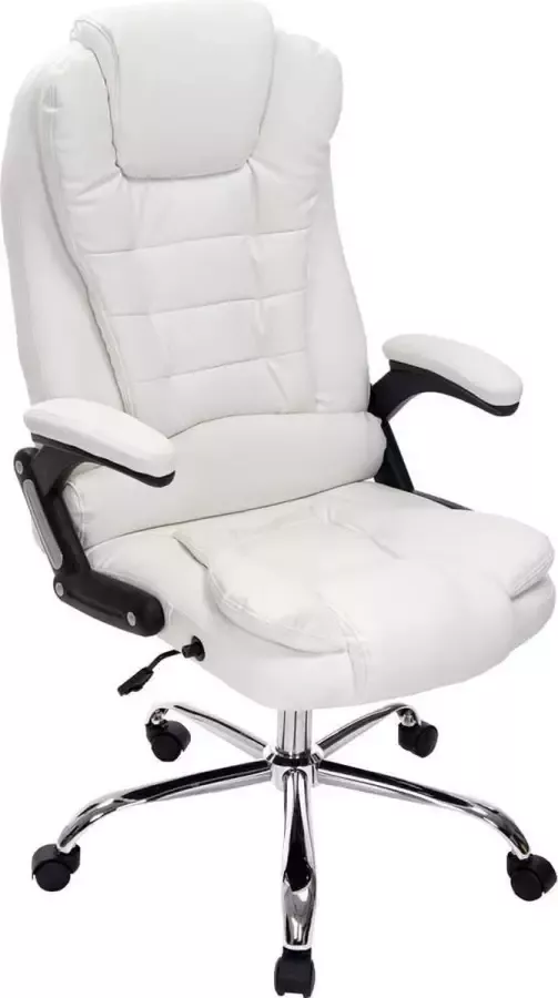 Luxe Comfort Bureaustoel Kantoorstoel XL Voetensteun Verstelbaar Kunstleer Wit 68x67x125 cm