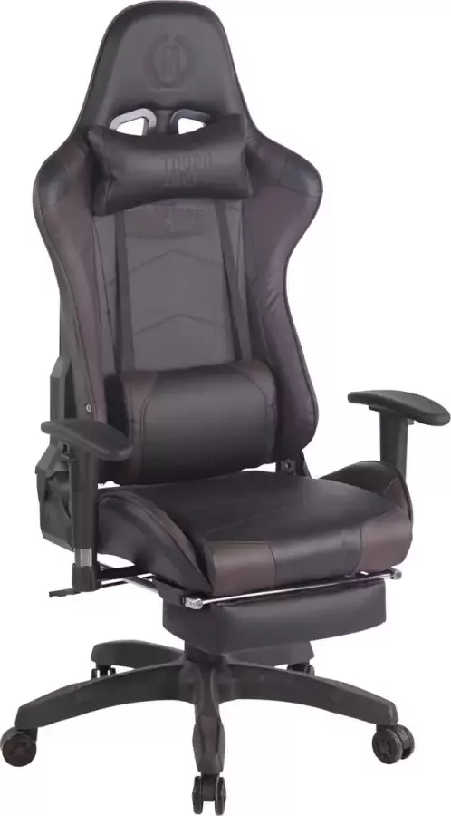 Luxe Comfort Bureaustoel Game stoel Massagefunctie Voetensteun In hoogte verstelbaar Kunstleer Bruin Zwart 51x67x138 cm