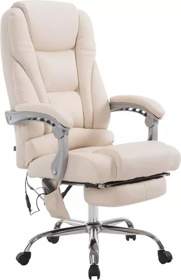 Luxe Comfort Bureaustoel Massagestoel Design Ergonomisch Kunstleer Crème 68x64x127 cm