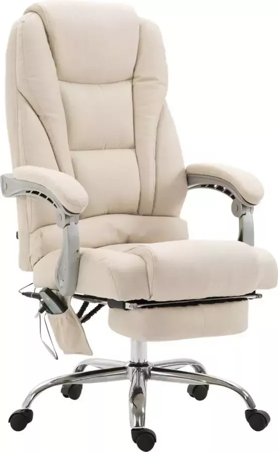 Luxe Comfort Bureaustoel Massagestoel Design Ergonomisch Stof Crème 68x64x127 cm