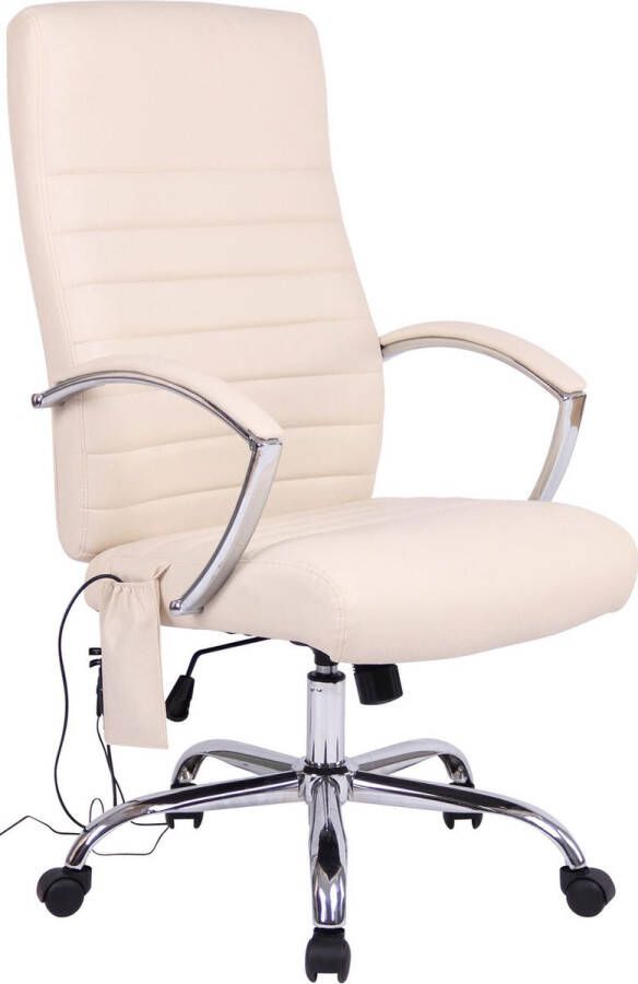 Luxe Comfort Bureaustoel Massagestoel Design Gewatteerd Kunstleer Crème 58x72x123 cm