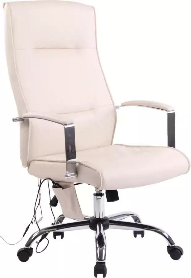 Luxe Comfort Bureaustoel Massagestoel Design Gewatteerd Kunstleer Crème 58x72x123 cm