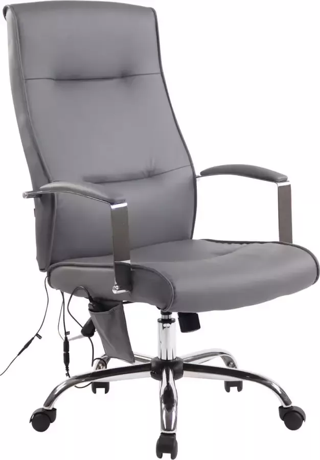 Luxe Comfort Bureaustoel Massagestoel Design Gewatteerd Kunstleer Grijs 58x72x123 cm