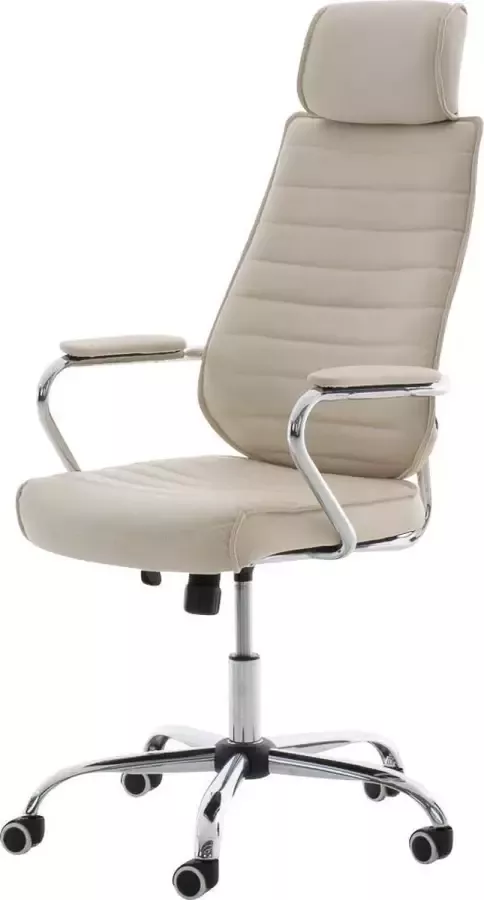 Luxe Comfort Bureaustoel Stoel Design Gewatteerd Kunstleer Crème 59x57x128 cm