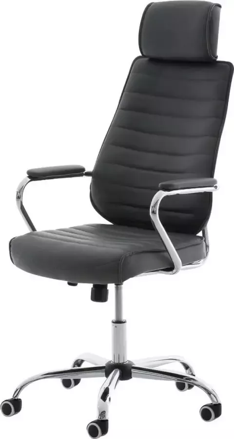 Luxe Comfort Bureaustoel Stoel Design Gewatteerd Kunstleer Grijs 59x57x128 cm