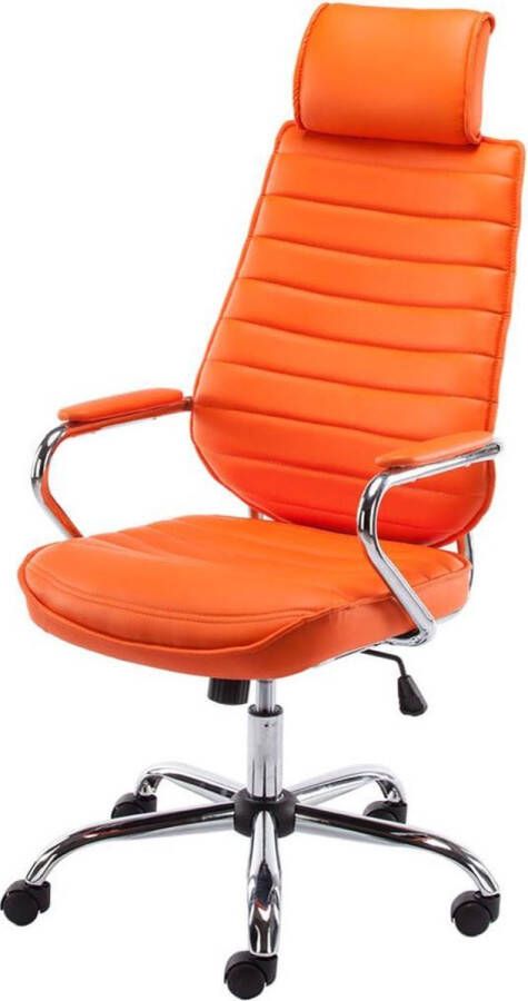 Luxe Comfort Bureaustoel Stoel Design Gewatteerd Kunstleer Oranje 59x57x128 cm