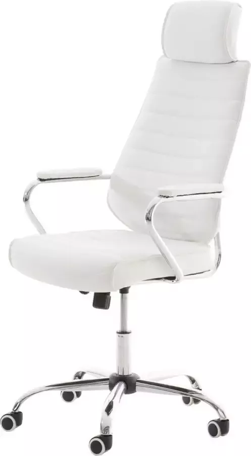 Luxe Comfort Bureaustoel Stoel Design Gewatteerd Kunstleer Wit 59x57x128 cm