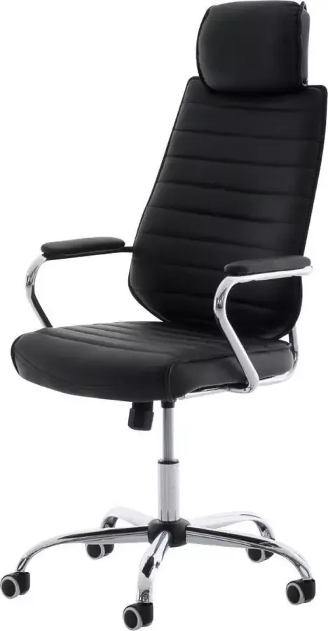 Luxe Comfort Bureaustoel Stoel Design Gewatteerd Kunstleer Zwart 59x57x128 cm