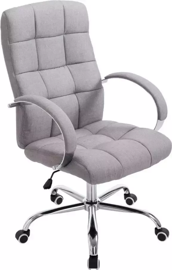 Luxe Comfort Bureaustoel Stoel Design Verstelbaar Gebogen armleuning Stof Grijs 60x66x128 cm