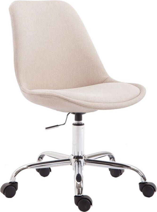 Luxe Comfort Bureaustoel Stoel Scandinavisch design In hoogte verstelbaar Stof Crème 48x54x91 cm