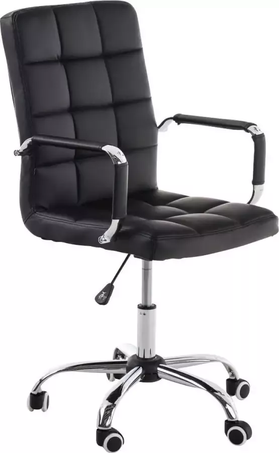 Luxe Comfort Bureaustoel voor volwassenen Design In hoogte verstelbaar Kunstleer Zwart 56x62x104 cm - Foto 2