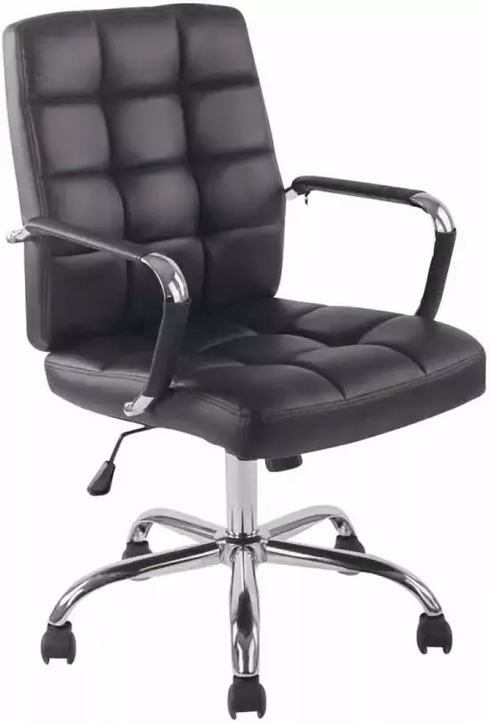 Luxe Comfort Bureaustoel voor volwassenen Design In hoogte verstelbaar Kunstleer Zwart 59x49x91 cm