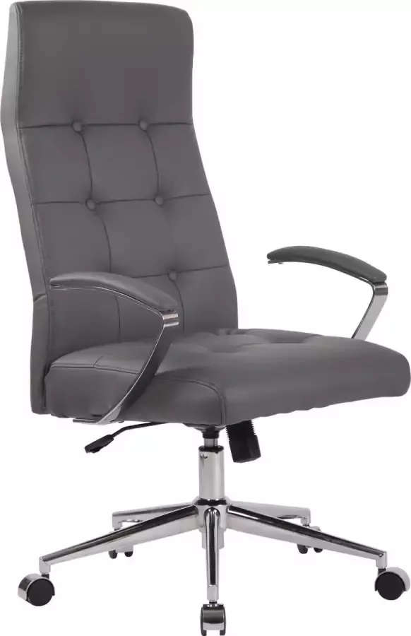 Luxe Comfort Bureaustoel voor volwassenen Ergonomische bureaustoel In hoogte verstelbaar Kunstleer Grijs 61x65x124 cm