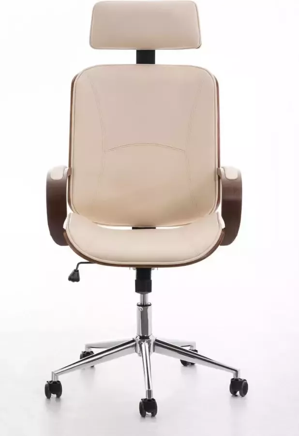 Luxe Comfort Bureaustoel voor volwassenen Hoofdsteun Hout Crème 70x70x125 cm