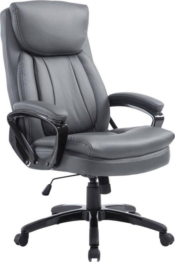 Luxe Comfort Bureaustoel voor volwassenen XL Hoofdkussen Kunstleer Grijs 65x74x120 cm